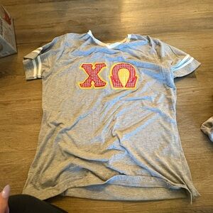 Gray Shirt with Red and Yellow Design